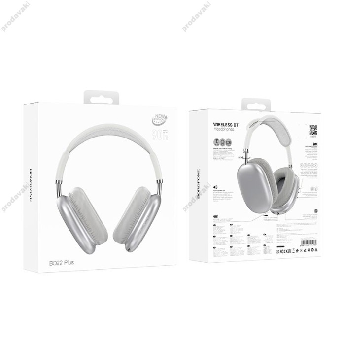Бездротові Bluetooth навушники BOROFONE BO22 Plus Elegant BT headphones BT 5.4 Silver
